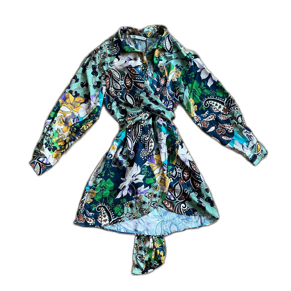 ZARA Multicolor Paisley Midi Wrap Tie Up Dress Women's Size Small - Picture 4 of 13